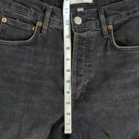 Agolde Nico High Rise black button-fly jeans slim distressed women's size 25" - Picture 3 of 7